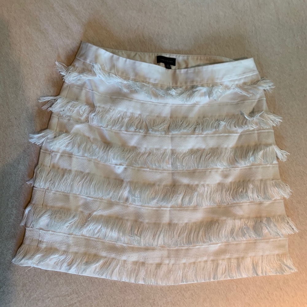 White Fringe Mini Skirt